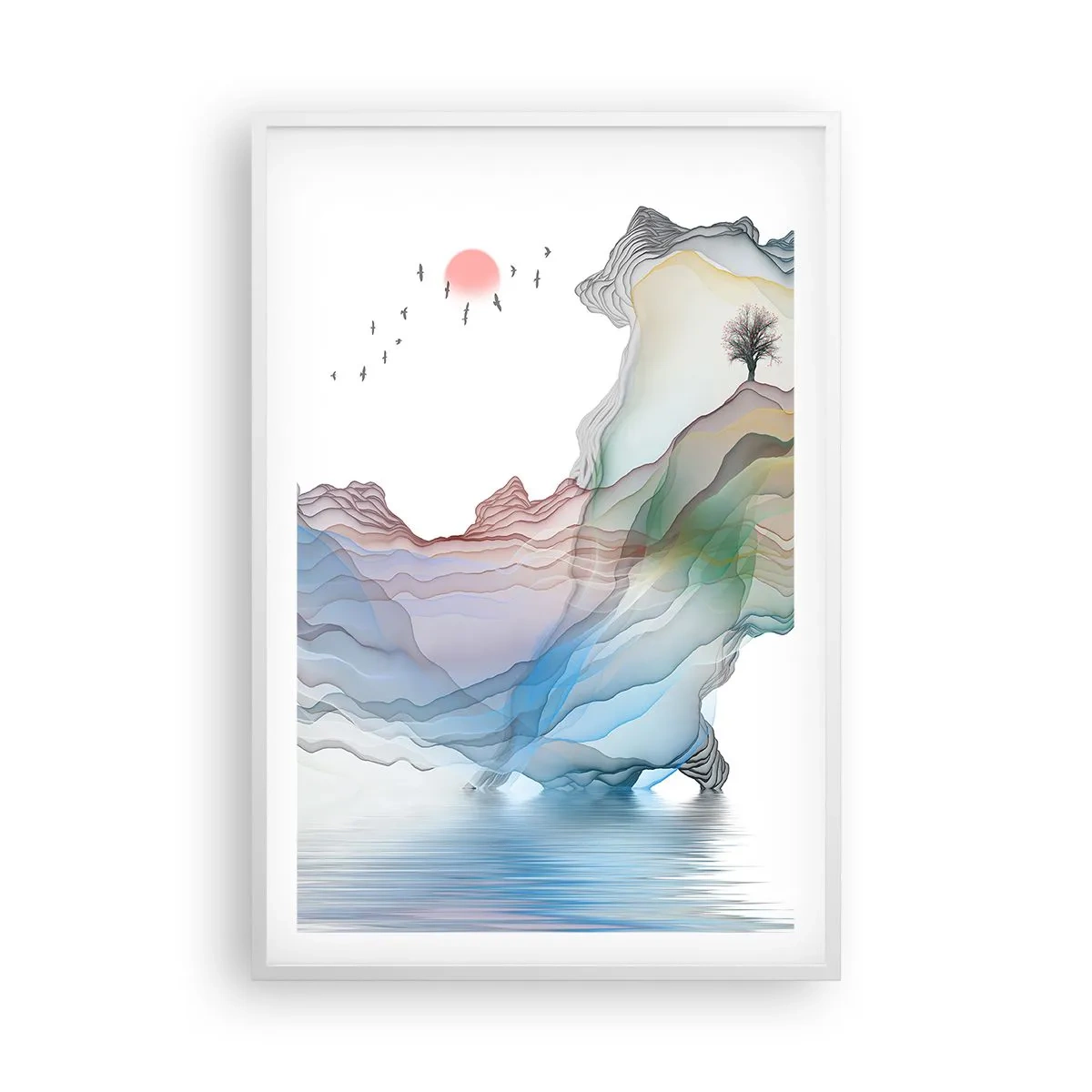 Poster in einem weißen Rahmen - Zu den Kristallbergen - 61x91 cm