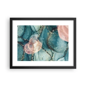 Poster in einem schwarzem Rahmen - Seidenblau, Tüllrosa - 40x30 cm