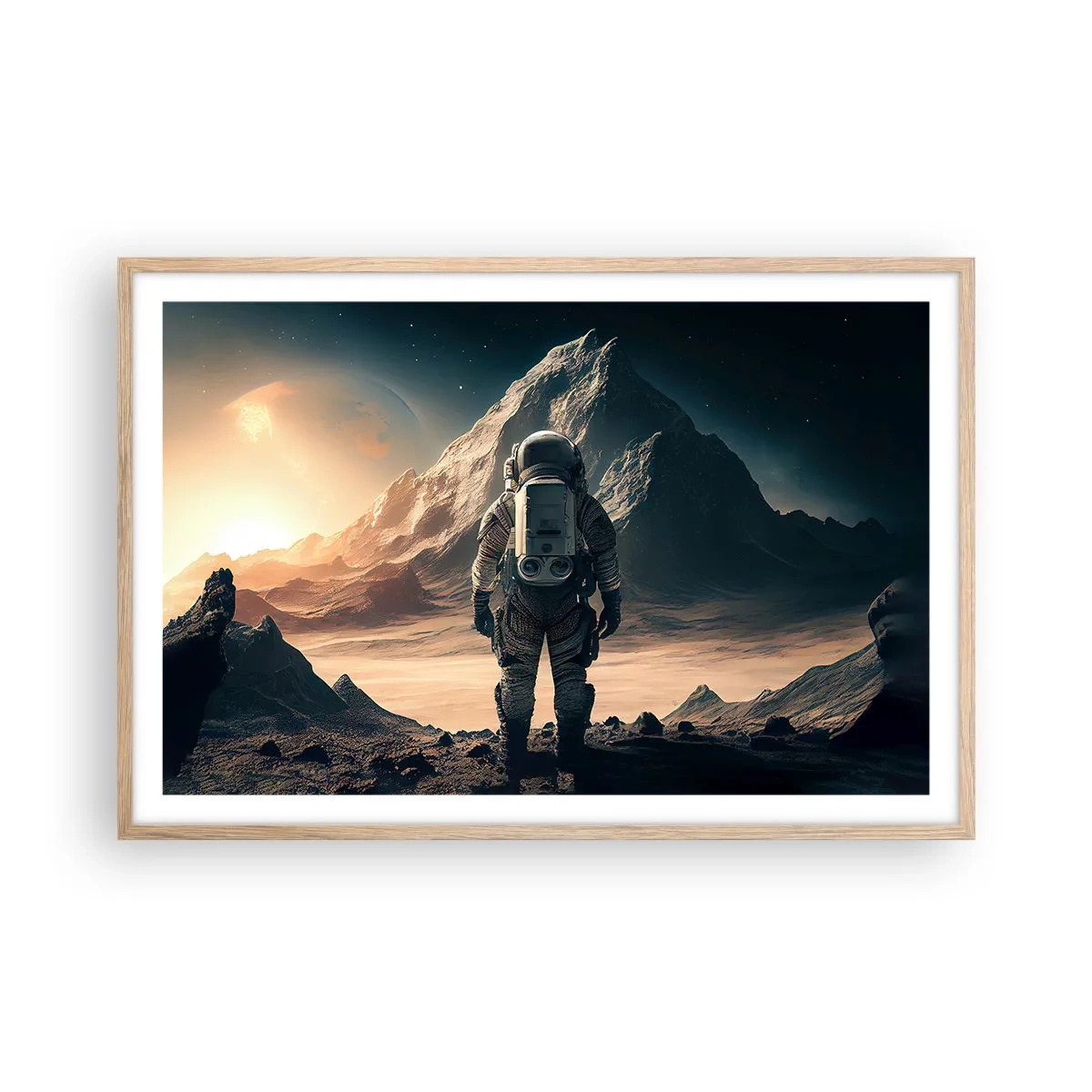 Poster in einem Rahmen aus heller Eiche - Neue Herausforderung - 91x61 cm