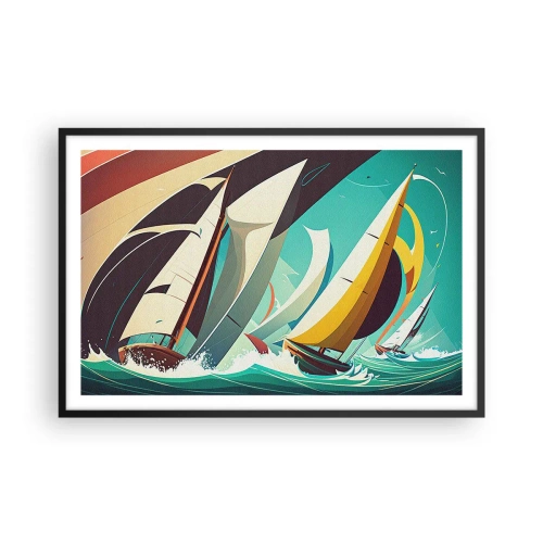 Poster in einem schwarzem Rahmen - Viel Glück mit den Elementen - 91x61 cm