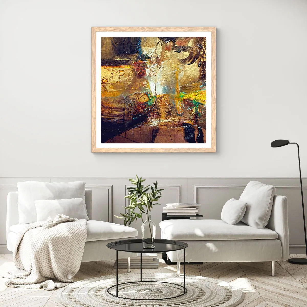 Poster in einem Rahmen aus heller Eiche - Kalt, wärmer, heiß - 50x50 cm