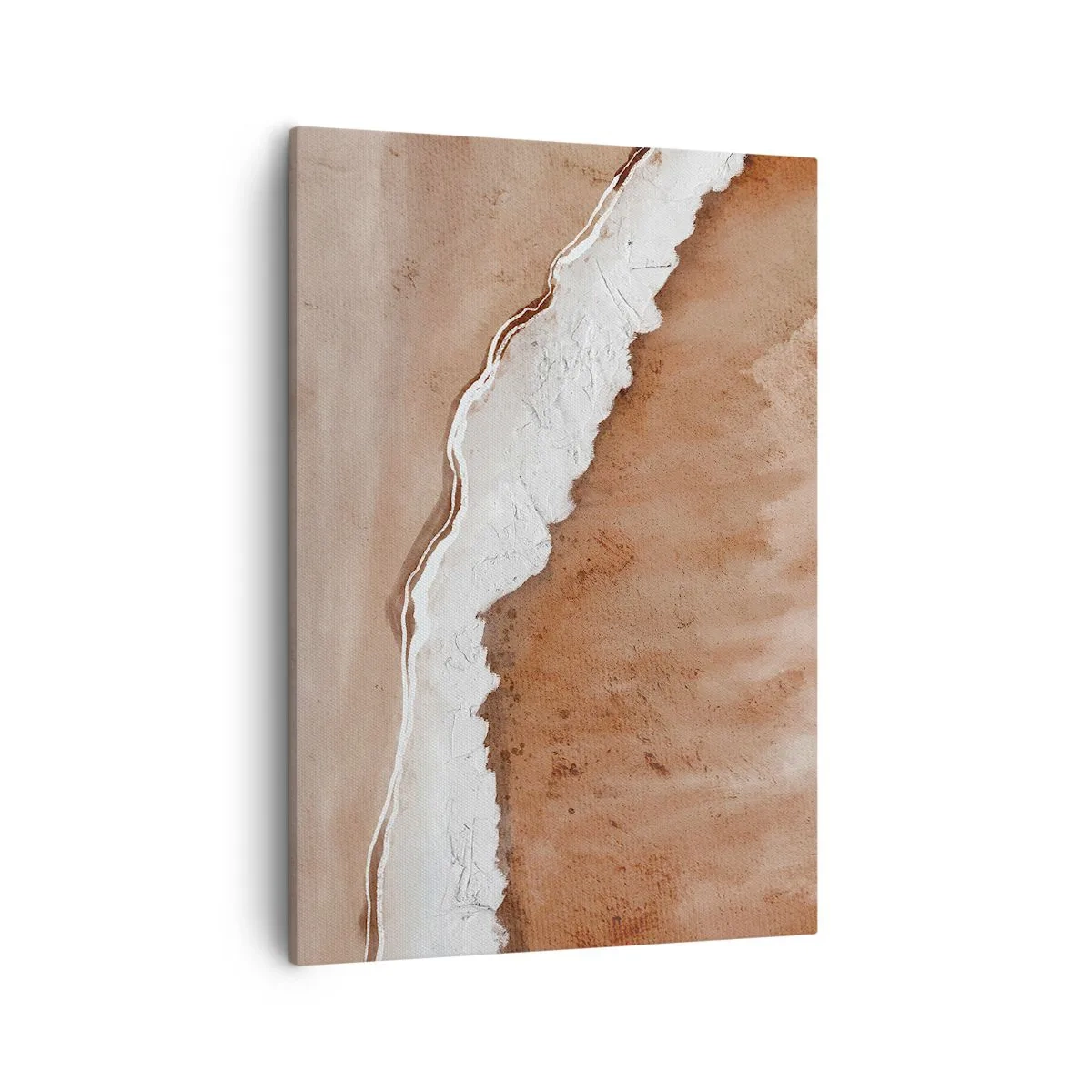 Bild auf Leinwand - Leinwandbild - Sandstruktur mit weißen Akzenten - 50x70cm - In Farben der Erde - Moderne Wanddekoration für Wohnzimmer und Schlafzimmer ARTTOR