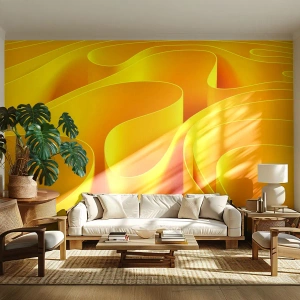 Fototapete Premium Sand - Wie Sonnenwellen - 3D, Modern, Linien - 300x210 cm