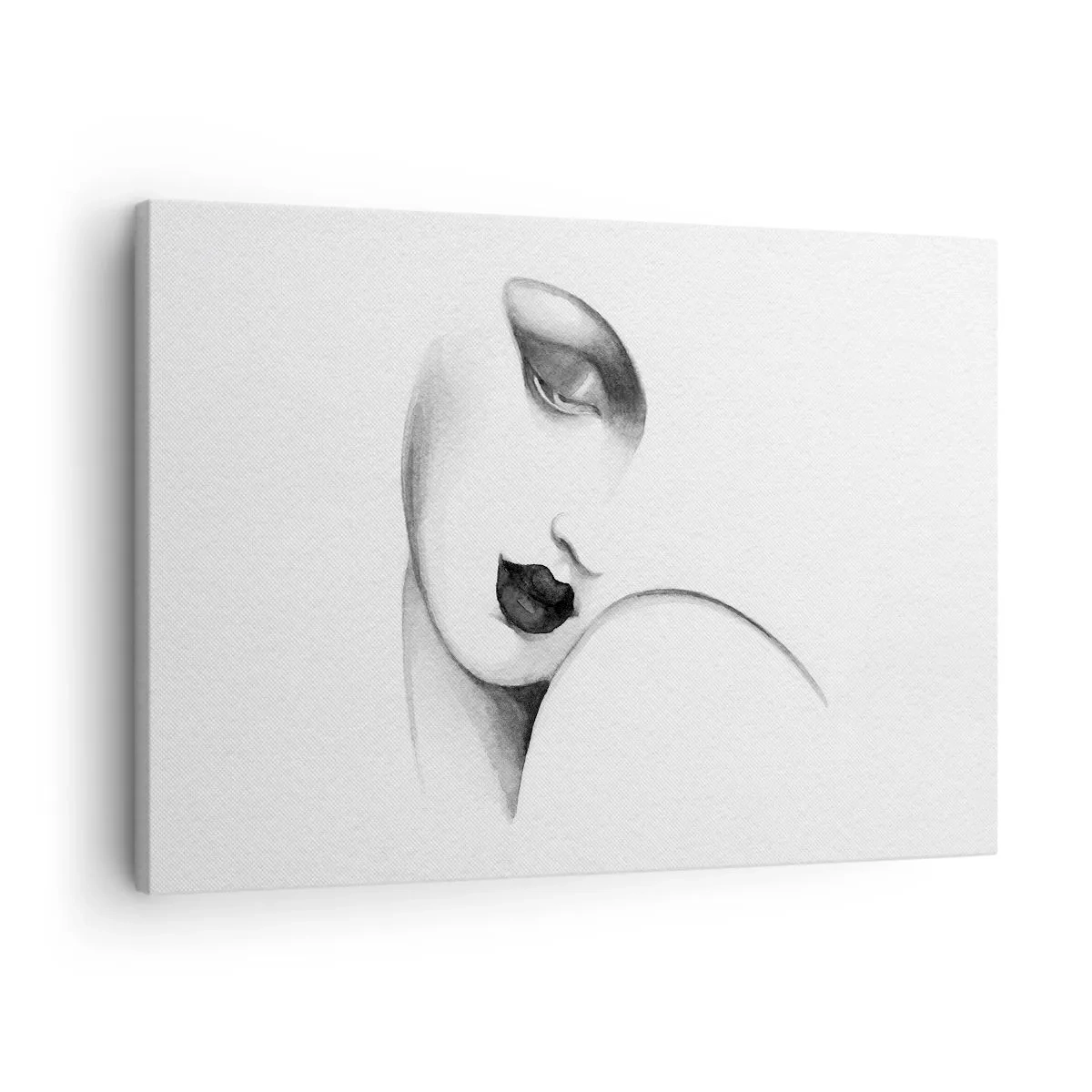 Bild auf Leinwand - Leinwandbild - Ein subtiles Frauenporträt im monochromen Stil - 70x50cm - Im Stil von Łempicka - Moderne Wanddekoration für Wohnzimmer und Schlafzimmer ARTTOR