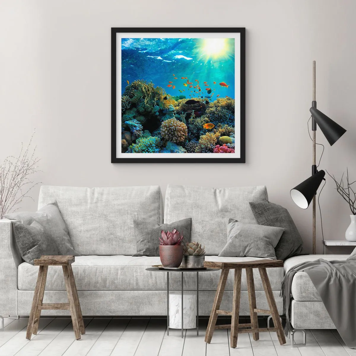 Poster in einem schwarzem Rahmen - Unterwasserschätze - 40x40 cm