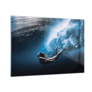 Glasbild - Bild auf glas - Moderne Meerjungfrau - 100x70cm - Moderne Meerjungfrau - Moderne Wanddekoration für Wohnzimmer und Schlafzimmer ARTTOR