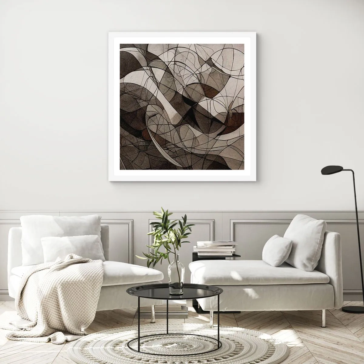 Poster in einem weißen Rahmen - Zirkulation von Erdfarben - 30x30 cm