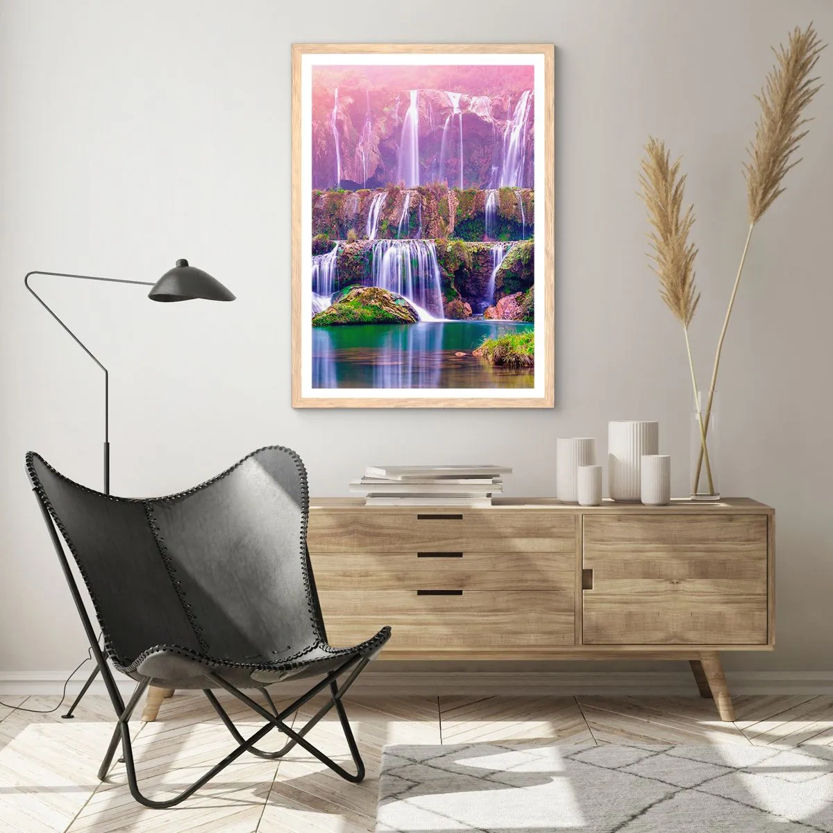 Poster in einem Rahmen aus heller Eiche - Treppe zum Himmel - 30x40 cm