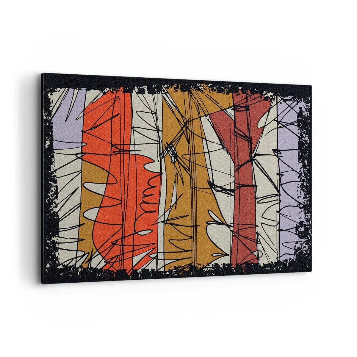 Bild auf Leinwand - Leinwandbild - Abstrakte Komposition in intensiven Farben - 100x70cm - Spontane Komposition - Moderne Wanddekoration für Wohnzimmer und Schlafzimmer ARTTOR