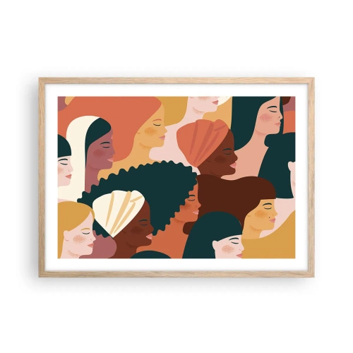 Poster in einem Rahmen aus heller Eiche - Nur Weiblichkeit - 70x50 cm