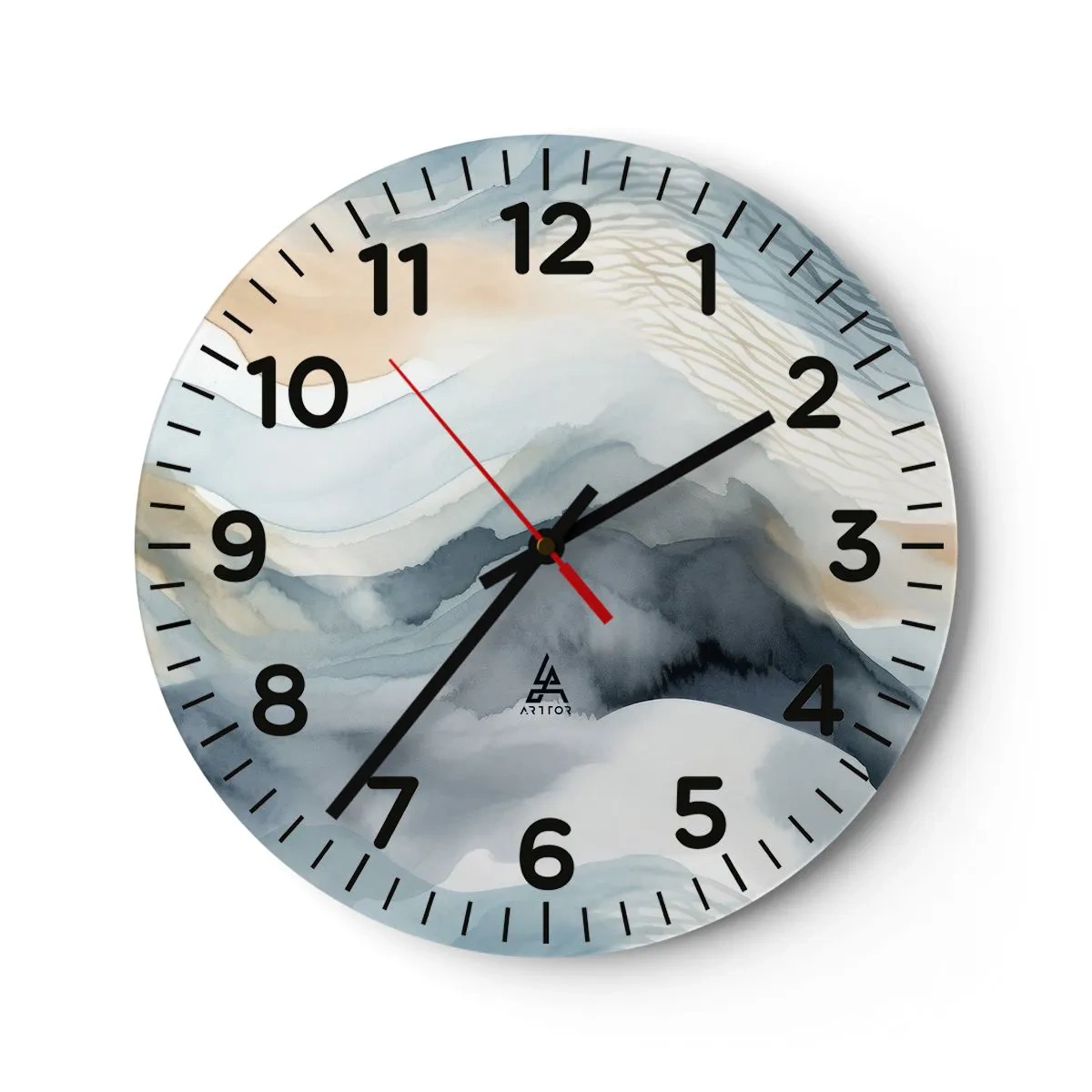 Wanduhr - Glasuhr - Verschneite und neblige Abstraktion - 30x30 cm