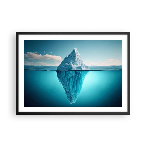 Poster in einem schwarzem Rahmen - Ein über und unter der Wasseroberfläche sichtbarer Eisberg - 70x50cm - Königin des Eises - Moderne Wanddekoration für Wohnzimmer und Schlafzimmer ARTTOR