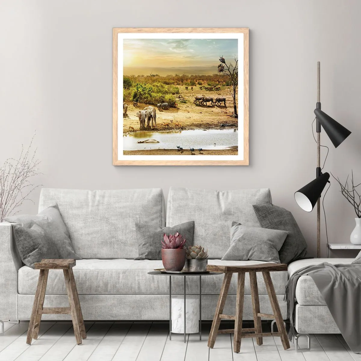 Poster in einem Rahmen aus heller Eiche - Ein Fluss floss aus Eden ... - 60x60 cm