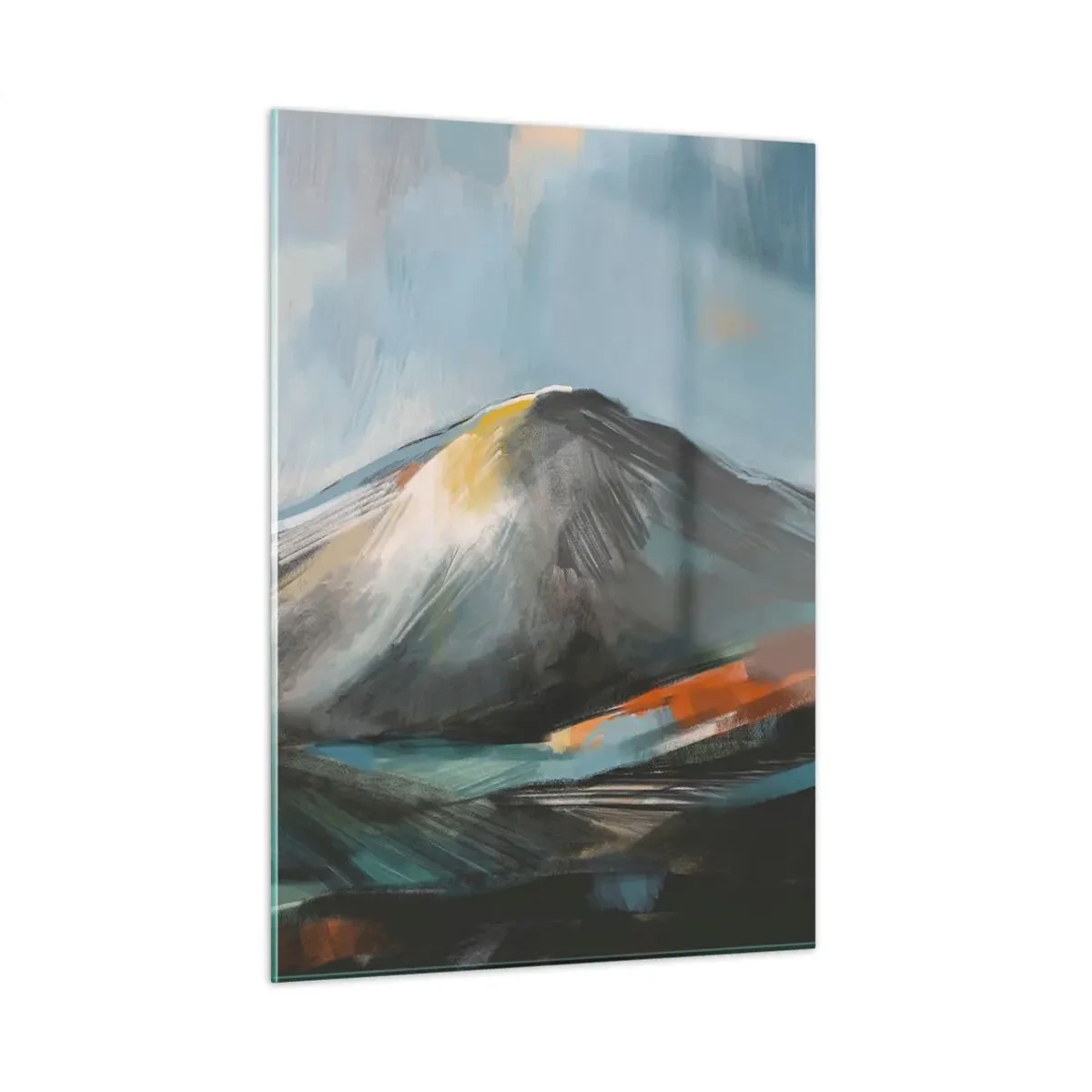 Glasbild - Bild auf glas - Eine malerische Berglandschaft in warmen und kühlen Farben - 50x70cm - Roh und schön - Moderne Wanddekoration für Wohnzimmer und Schlafzimmer ARTTOR