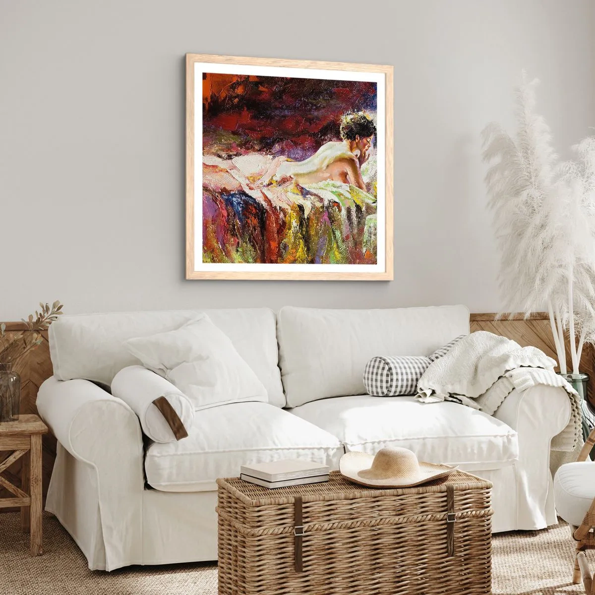 Poster in einem Rahmen aus heller Eiche - Venus in Gedanken - 50x50 cm