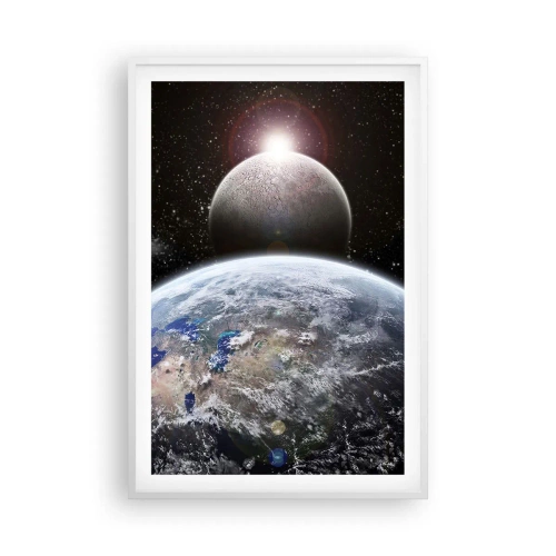 Poster in einem weißen Rahmen - Weltraumlandschaft - Sonnenaufgang - 61x91 cm