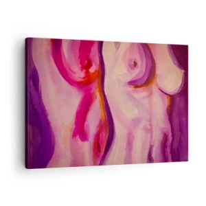 Bild auf Leinwand - Leinwandbild - Eine abstrakte Interpretation der weiblichen Silhouette in Rosa- und Lilatönen. - 70x50cm - Ode an die Weiblichkeit - Moderne Wanddekoration für Wohnzimmer und Schlafzimmer ARTTOR