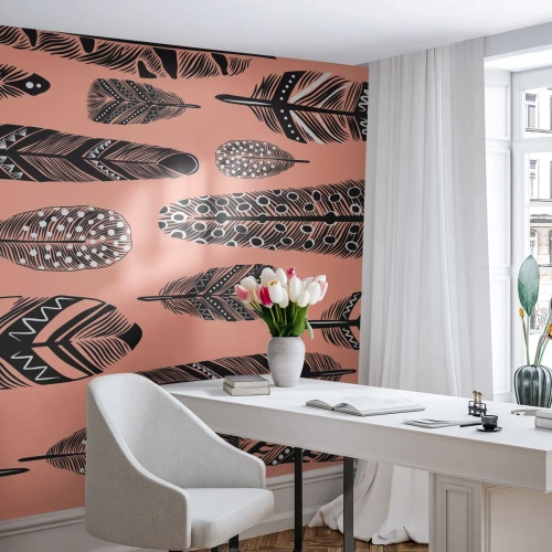 Fototapete Premium Canvas - Indische Sammlung - Abstraktion, Gefieder, Boho - 450x315 cm