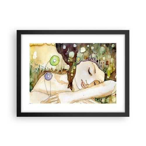 Poster in einem schwarzem Rahmen - Ein smaragd-violetter Traum - 40x30 cm