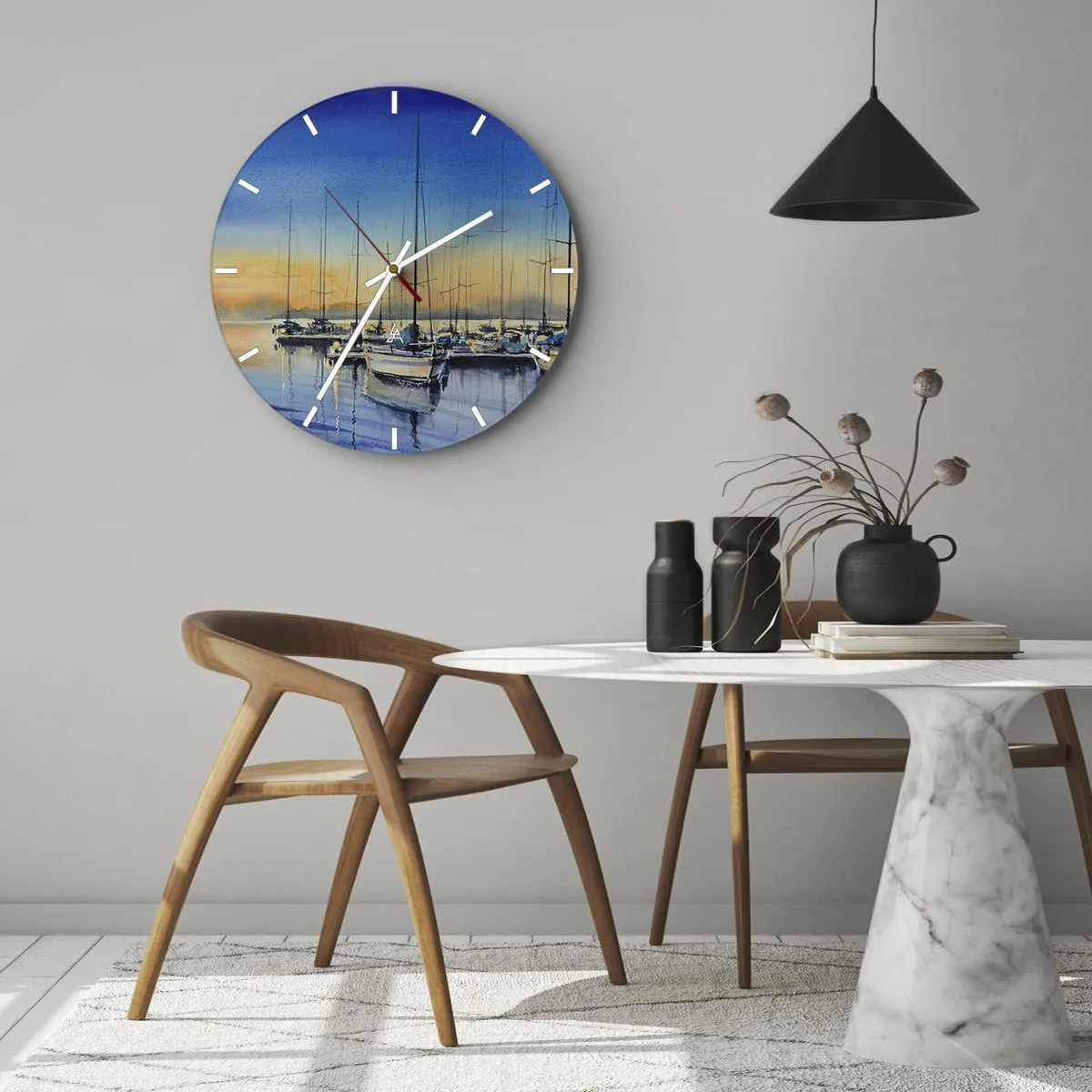 Wanduhr - Glasuhr - Ende eines guten Tages - 40x40 cm