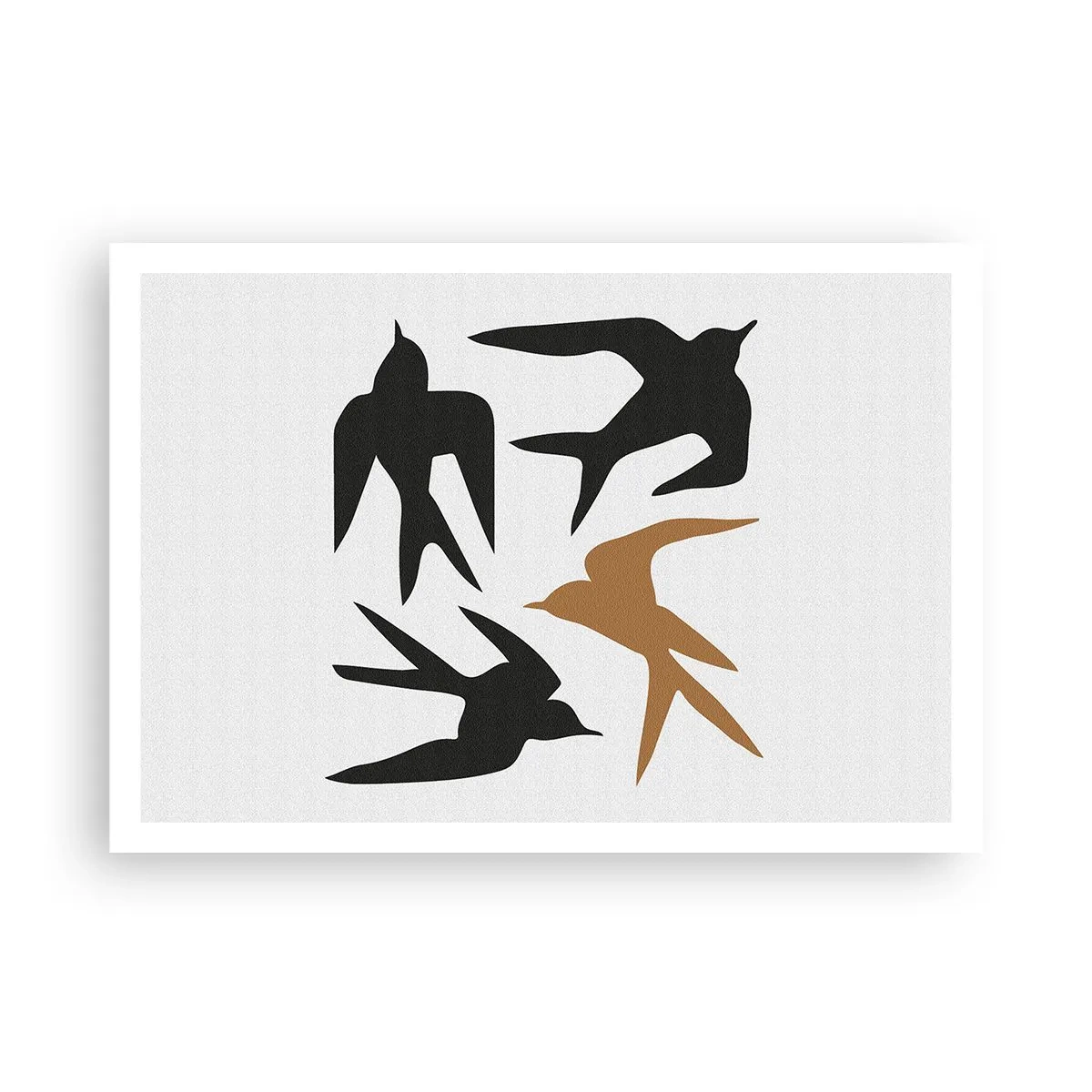 Poster - Silhouetten von Schwalben in Schwarz und Gold - 100x70cm - Schwalbenspaß - Moderne Wanddekoration für Wohnzimmer und Schlafzimmer ARTTOR
