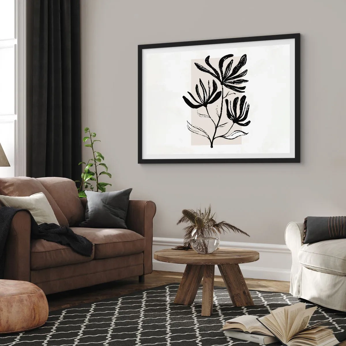 Poster in einem schwarzem Rahmen - Skizze für das Herbarium - 40x30 cm