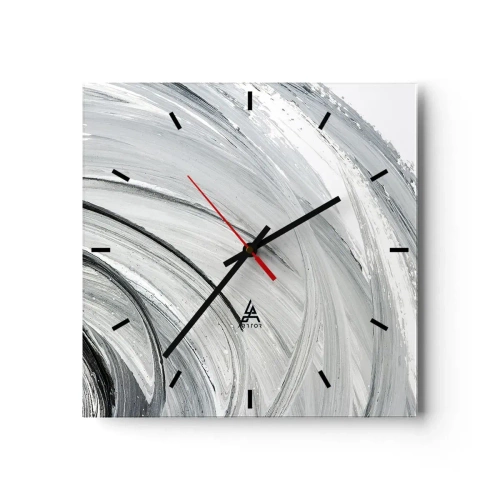 Wanduhr - Glasuhr - Ein monochromer Wirbel in Grau- und Schwarztönen - 30x30cm - Orbitale Komposition - Moderne Wanddekoration für Wohnzimmer und Schlafzimmer ARTTOR