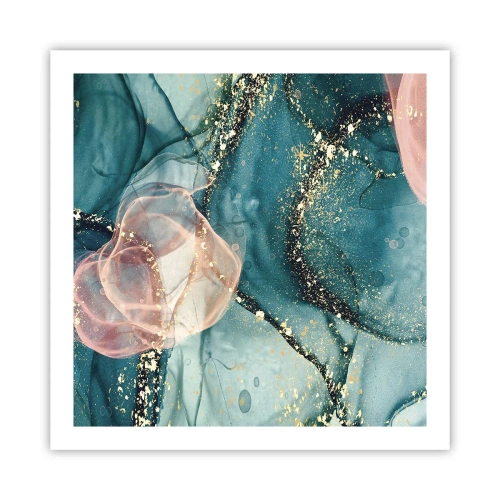 Poster - Seidenblau, Tüllrosa - 60x60 cm