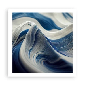 Poster - Fließfähigkeit von Blau und Weiß - 60x60 cm