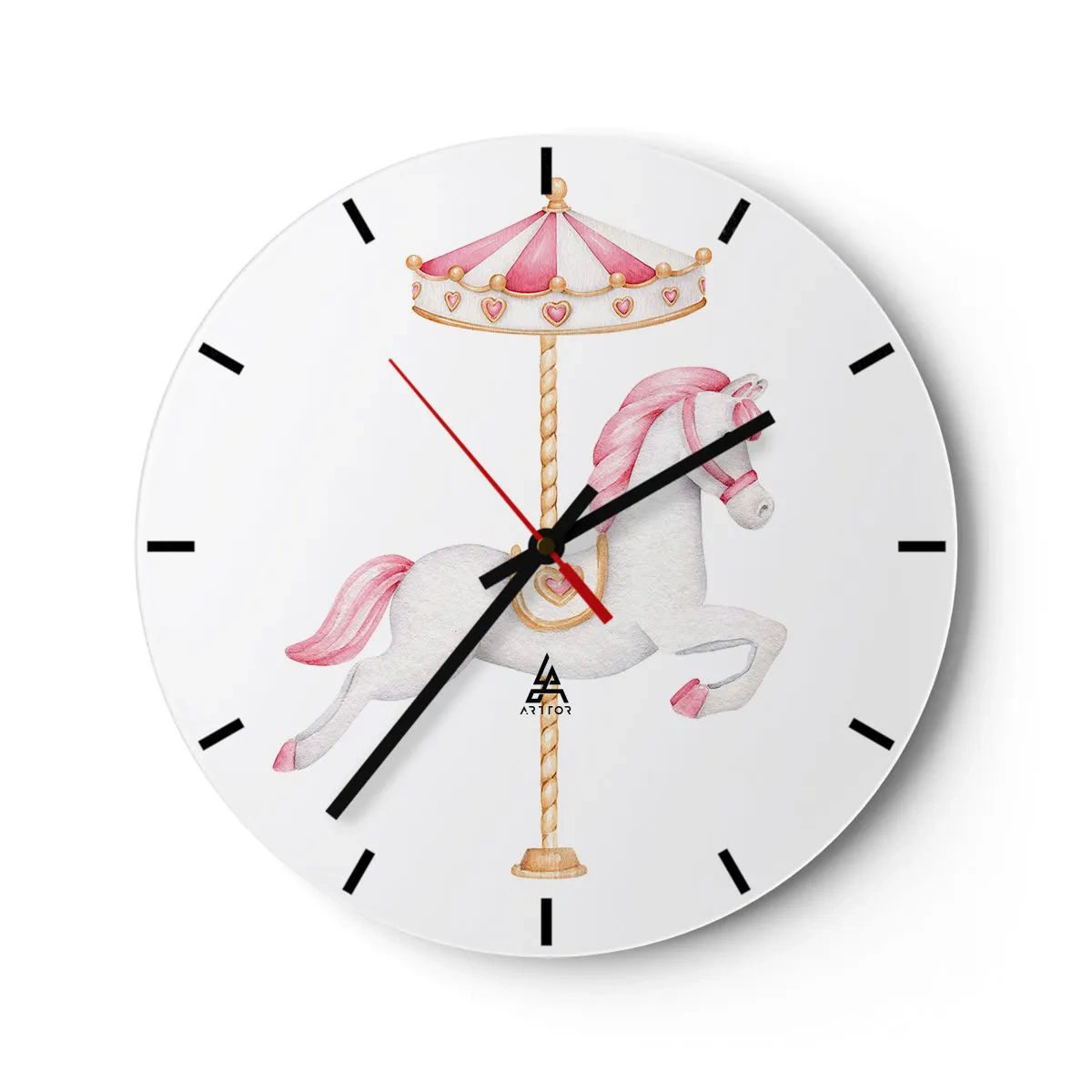 Wanduhr - Glasuhr - Er legte los - 40x40 cm