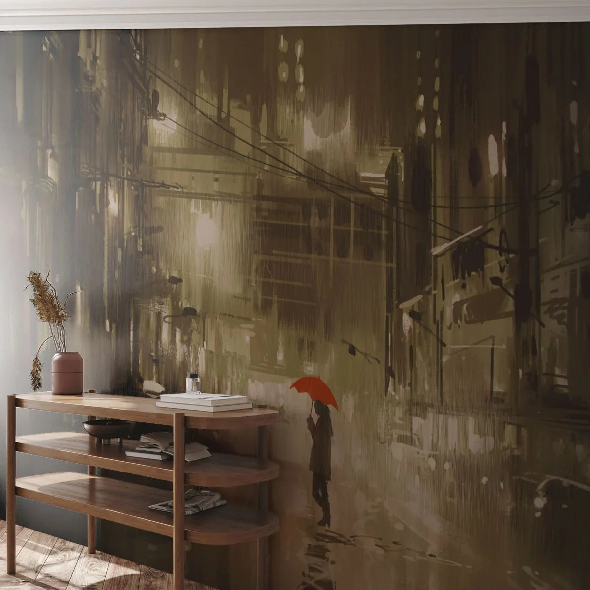 Fototapete Standard Eco - Allein aber nicht einsam - Stadt, Frau, Die Architektur - 500x350 cm