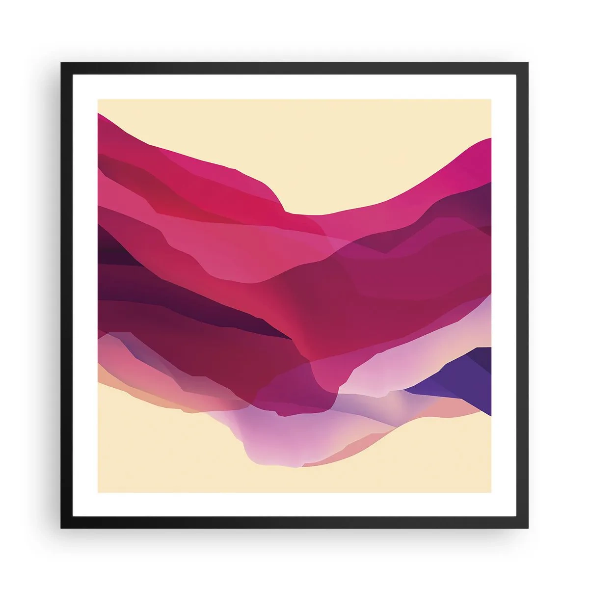 Poster in einem schwarzem Rahmen - Lila Wellen - 60x60 cm