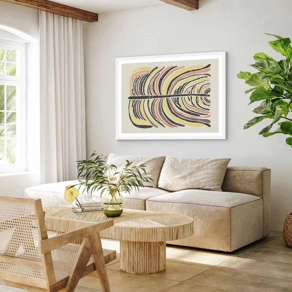 Poster in einem weißen Rahmen - Abstraktion voller Leben - 70x50 cm