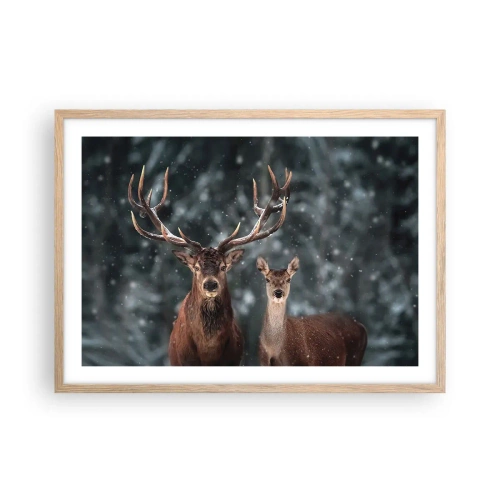 Poster in einem Rahmen aus heller Eiche - Herr des Waldes mit seiner Frau - 70x50 cm