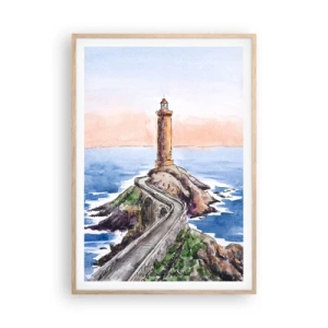 Poster in einem Rahmen aus heller Eiche - Dem Meer zugewandt - 70x100 cm