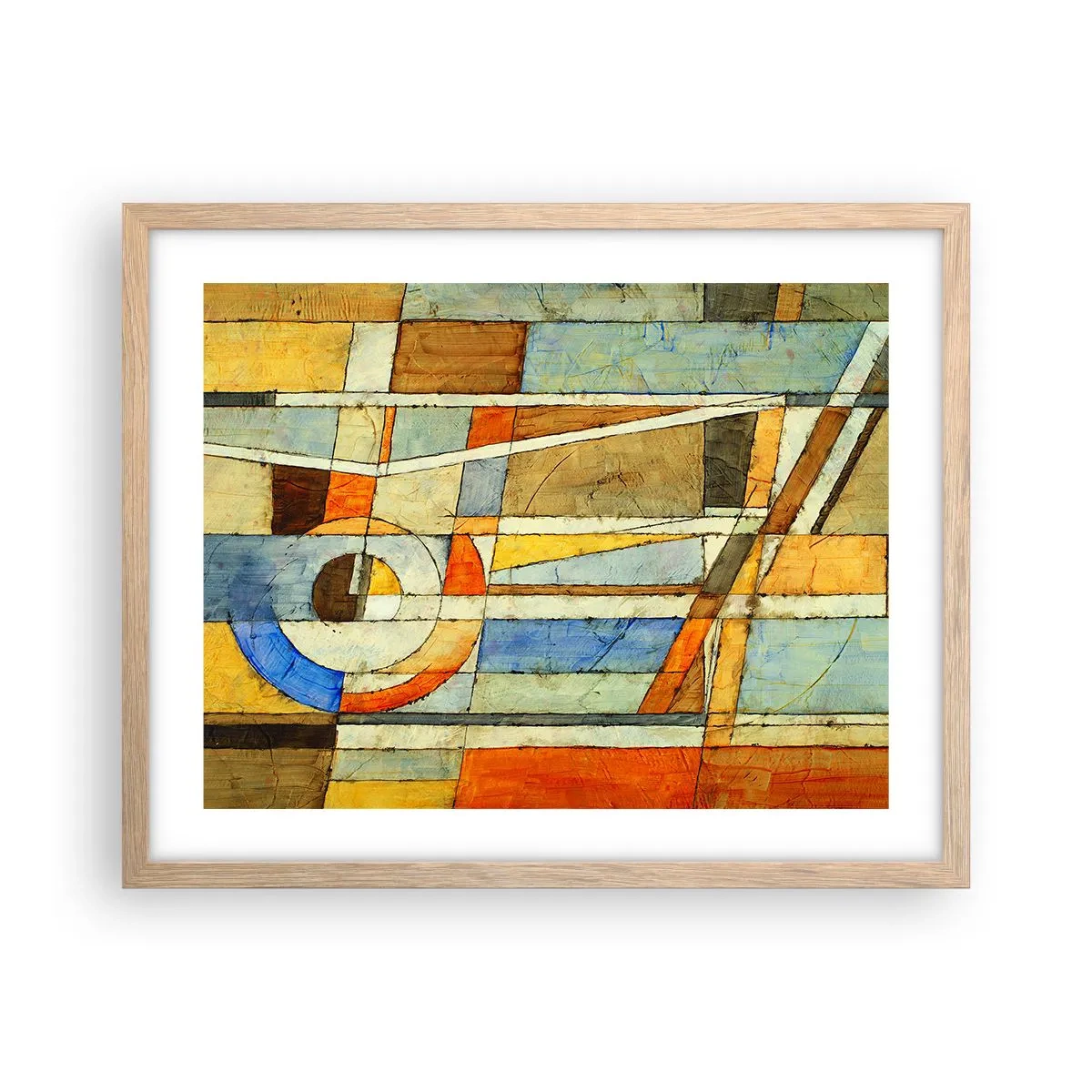 Poster in einem Rahmen aus heller Eiche - Kubismus auf der Baustelle - 50x40 cm