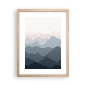 Poster in einem Rahmen aus heller Eiche - Wellen der Berge - 30x40 cm