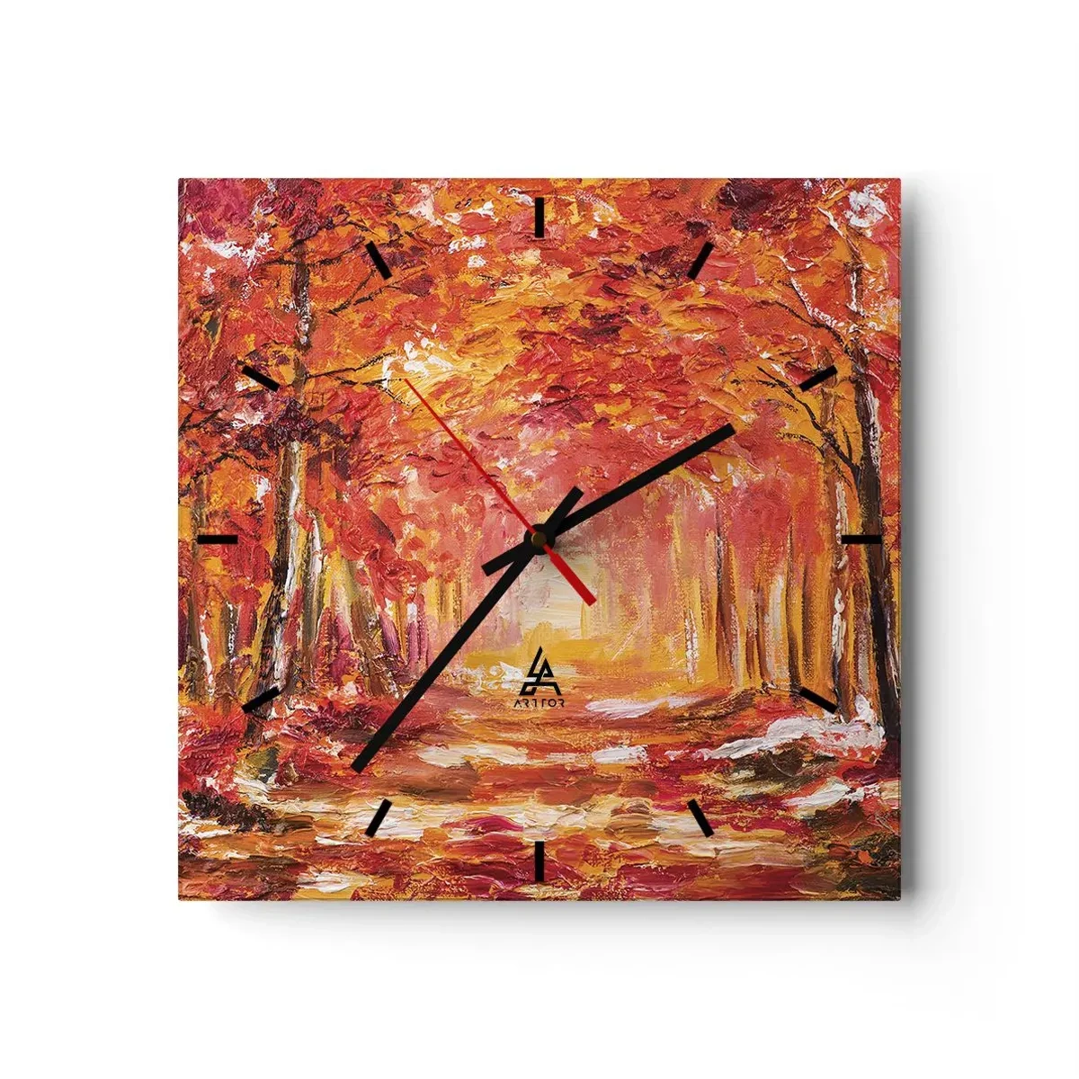 Wanduhr - Glasuhr - Kupferwald - 40x40 cm