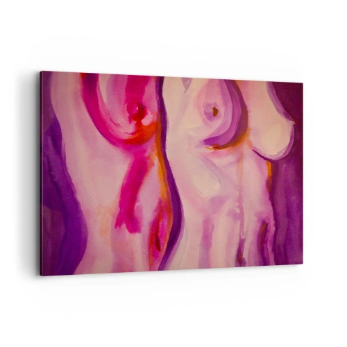 Bild auf Leinwand - Leinwandbild - Eine abstrakte Interpretation der weiblichen Silhouette in Rosa- und Lilatönen. - 120x80cm - Ode an die Weiblichkeit - Moderne Wanddekoration für Wohnzimmer und Schlafzimmer ARTTOR