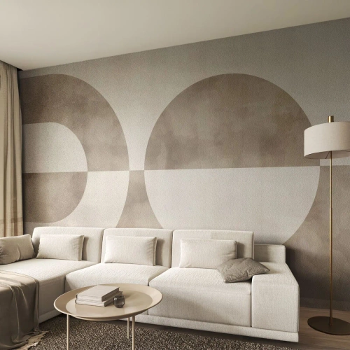 Fototapete Premium Sand - Geometrische Formen in Beigetönen - 100x70cm - Ähnlichkeiten und Unterschiede - Moderne Wanddekoration für Wohnzimmer und Schlafzimmer ARTTOR