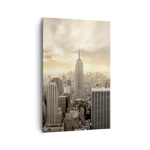 Bild auf Leinwand - Leinwandbild - Panorama der Stadt mit Blick auf das Empire State Building - 80x120cm - New York aus Grau - Moderne Wanddekoration für Wohnzimmer und Schlafzimmer ARTTOR