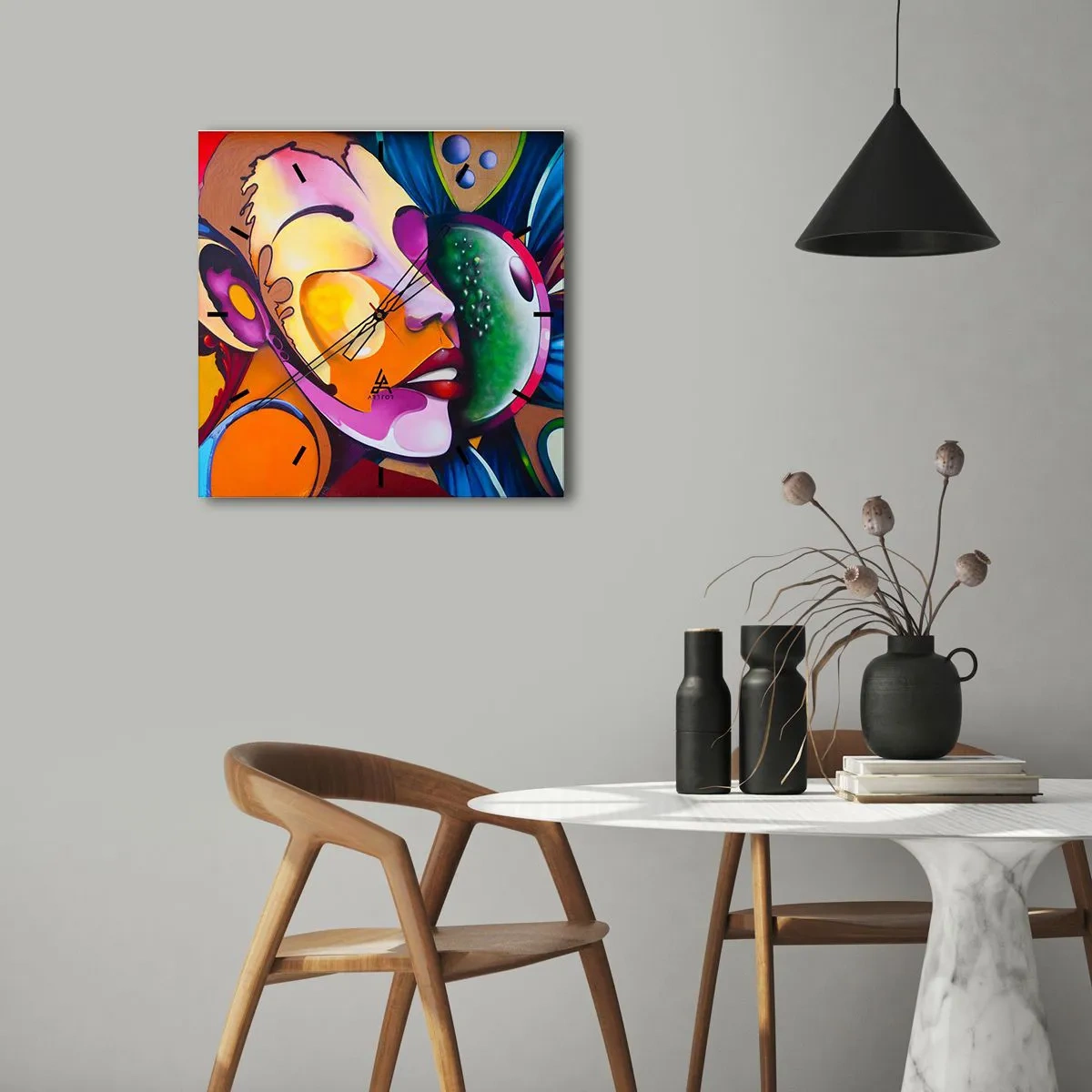 Wanduhr - Glasuhr - Mit Farbe berühren - 40x40 cm