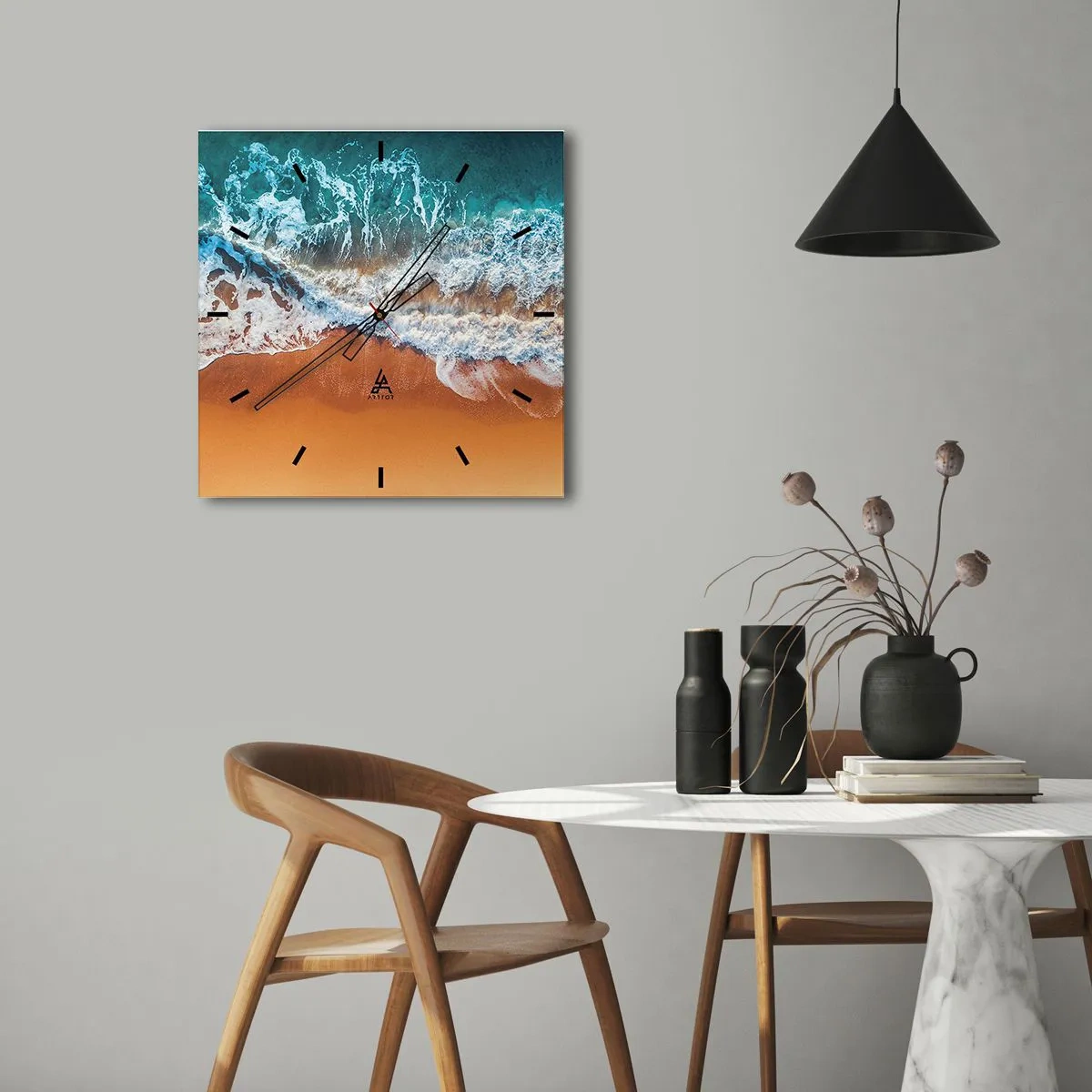 Wanduhr - Glasuhr - Immer Hand in Hand - 30x30 cm