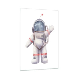 Glasbild - Bild auf glas - Astronaut im Aquarellstil auf weißem Hintergrund - 70x100cm - Bis dann! - Moderne Wanddekoration für Wohnzimmer und Schlafzimmer ARTTOR