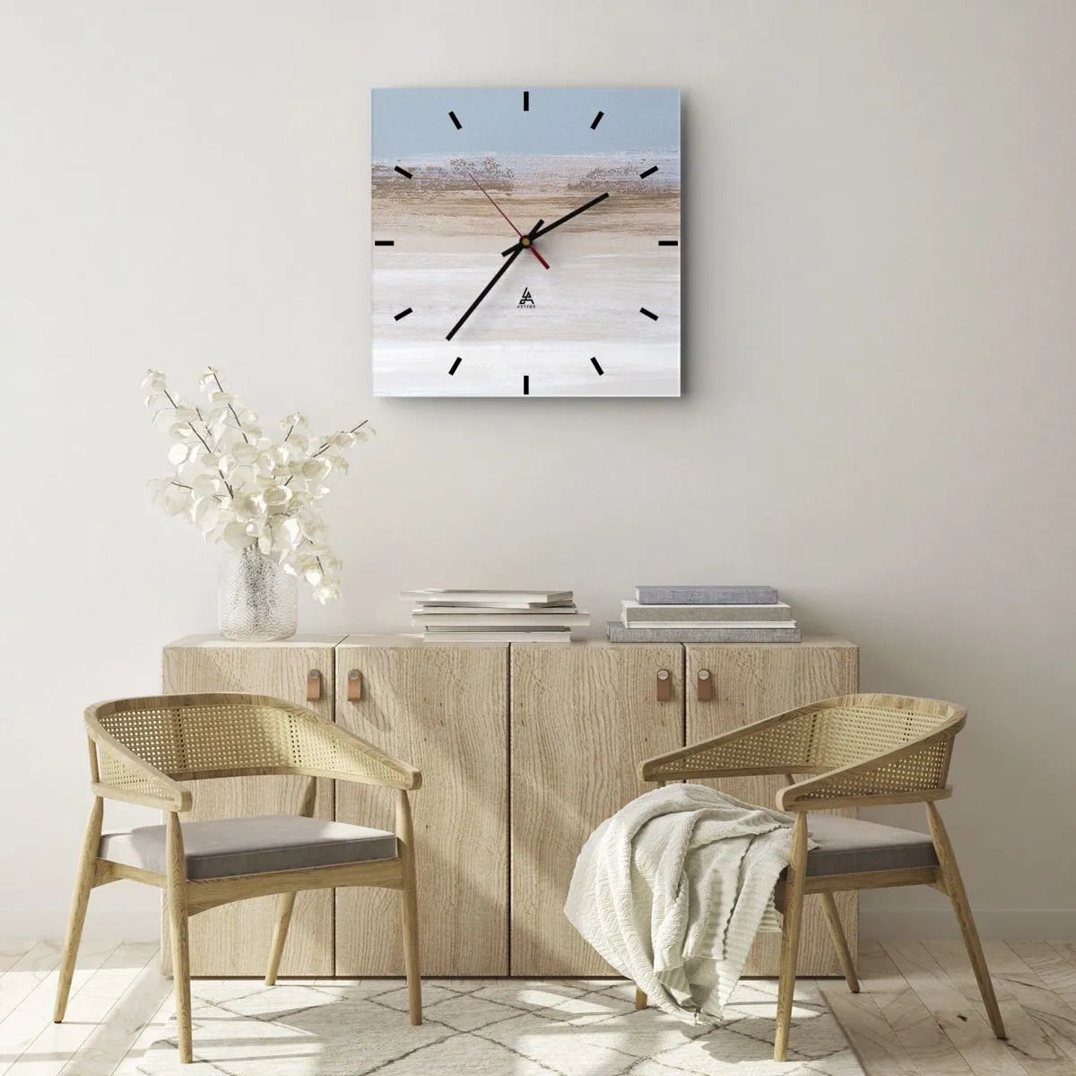 Wanduhr - Glasuhr - Mehrdeutige Landschaft - 40x40 cm