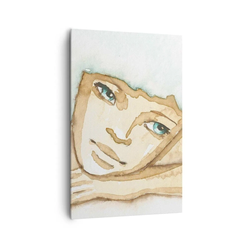 Bild auf Leinwand - Leinwandbild - Künstlerisches Porträt einer Frau in Pastellfarben - 80x120cm - Der Baum der Poesie wächst aus der Stille - Moderne Wanddekoration für Wohnzimmer und Schlafzimmer ARTTOR