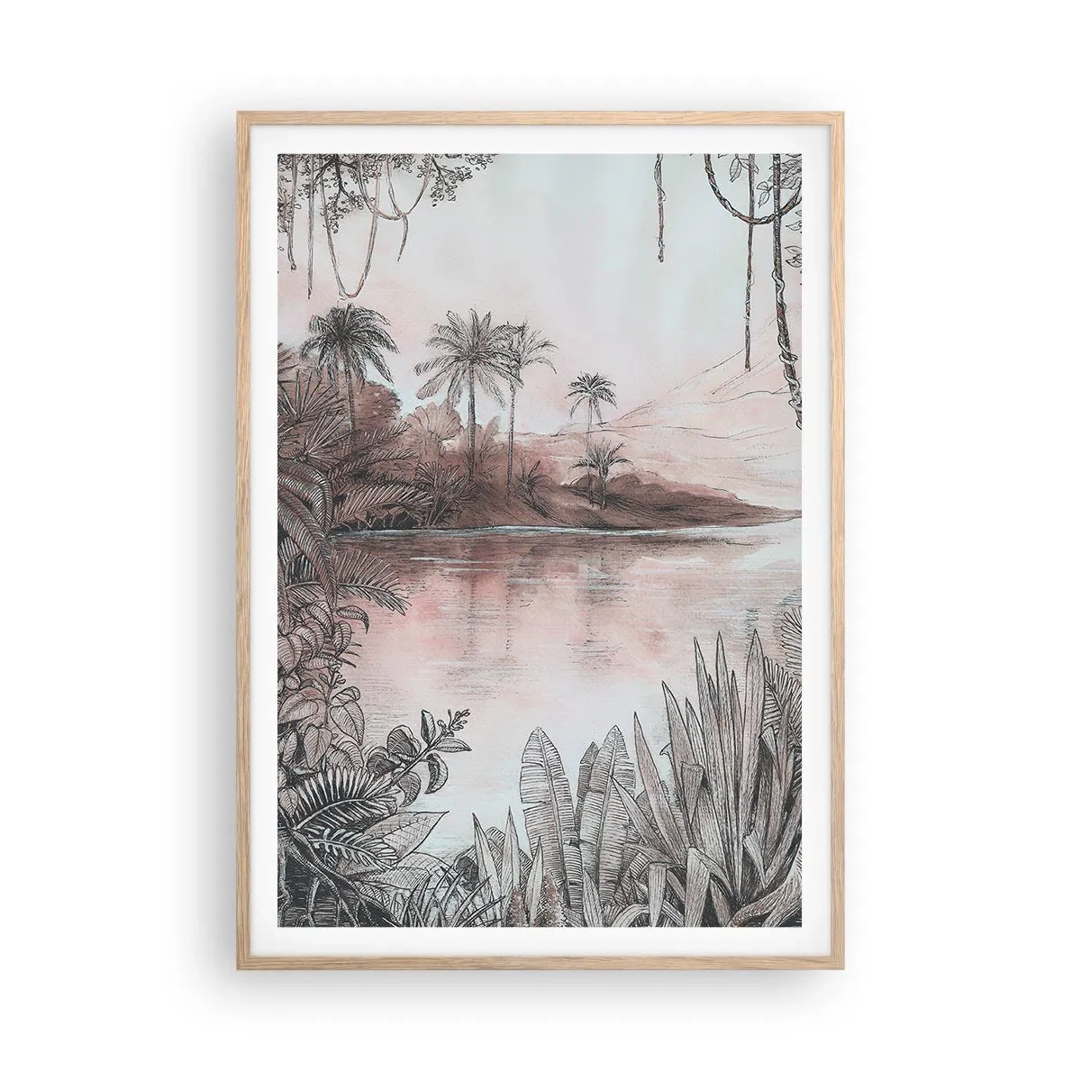 Poster in einem Rahmen aus heller Eiche - Tagebuch eines Entdeckers aus dem 19. Jahrhundert - 70x100 cm