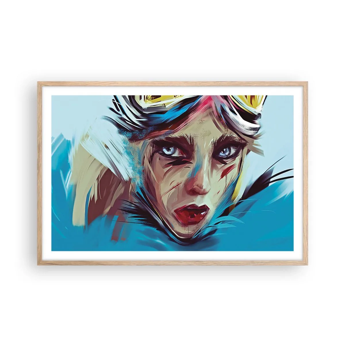 Poster in einem Rahmen aus heller Eiche - Strassenkämpferin - 91x61 cm