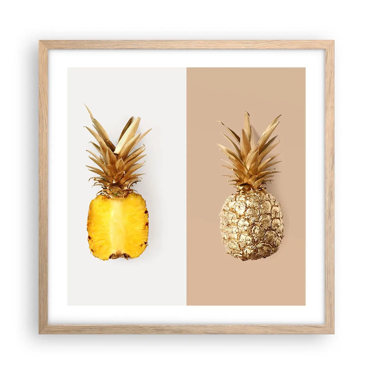 Poster in einem Rahmen aus heller Eiche - Ananas für uns - 50x50 cm