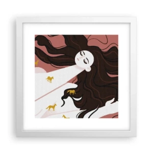 Poster in einem weißen Rahmen - Traum von einem goldenen Pferd - 30x30 cm